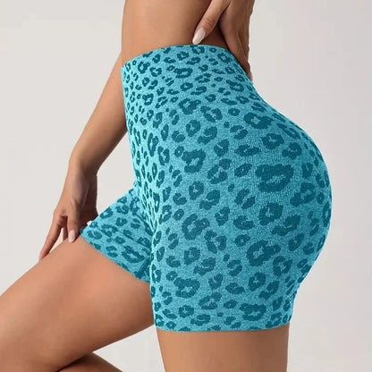 Leopard Print High Waist Yoga Shorts - Womens Gym Fitness Summer Leggings - ZOOMNSTORE