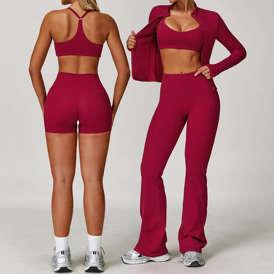 Women Yoga Sports Set - Running Fitness Outfit with Super Elastic, Breathable Gym Tracksuit - ZOOMNSTORE