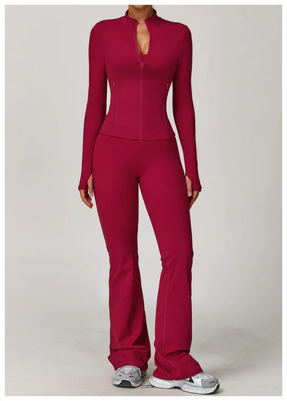 Women Yoga Sports Set - Running Fitness Outfit with Super Elastic, Breathable Gym Tracksuit - ZOOMNSTORE