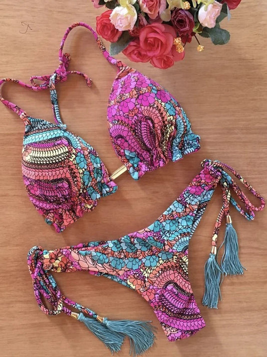 Women's Bikini Set - Sexy Push Up Halter Neck Two Piece Swimwear with Padding - ZOOMNSTORE