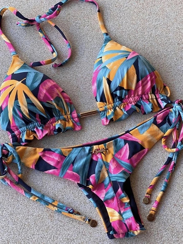 Women's Bikini Set - Sexy Push Up Halter Neck Two Piece Swimwear with Padding - ZOOMNSTORE