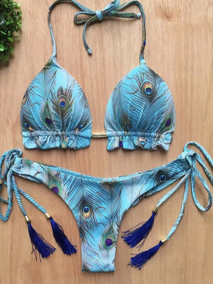 Women's Bikini Set - Sexy Push Up Halter Neck Two Piece Swimwear with Padding - ZOOMNSTORE