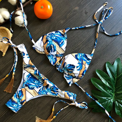 Women's Bikini Set - Sexy Push Up Halter Neck Two Piece Swimwear with Padding - ZOOMNSTORE