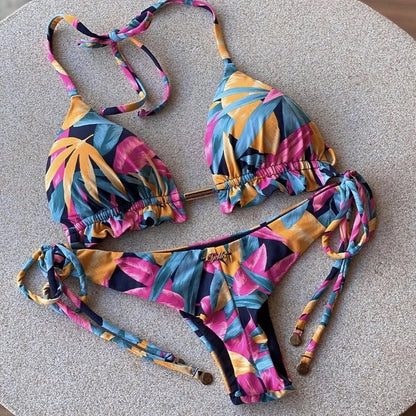 Women's Bikini Set - Sexy Push Up Halter Neck Two Piece Swimwear with Padding - ZOOMNSTORE