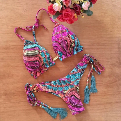 Women's Bikini Set - Sexy Push Up Halter Neck Two Piece Swimwear with Padding - ZOOMNSTORE