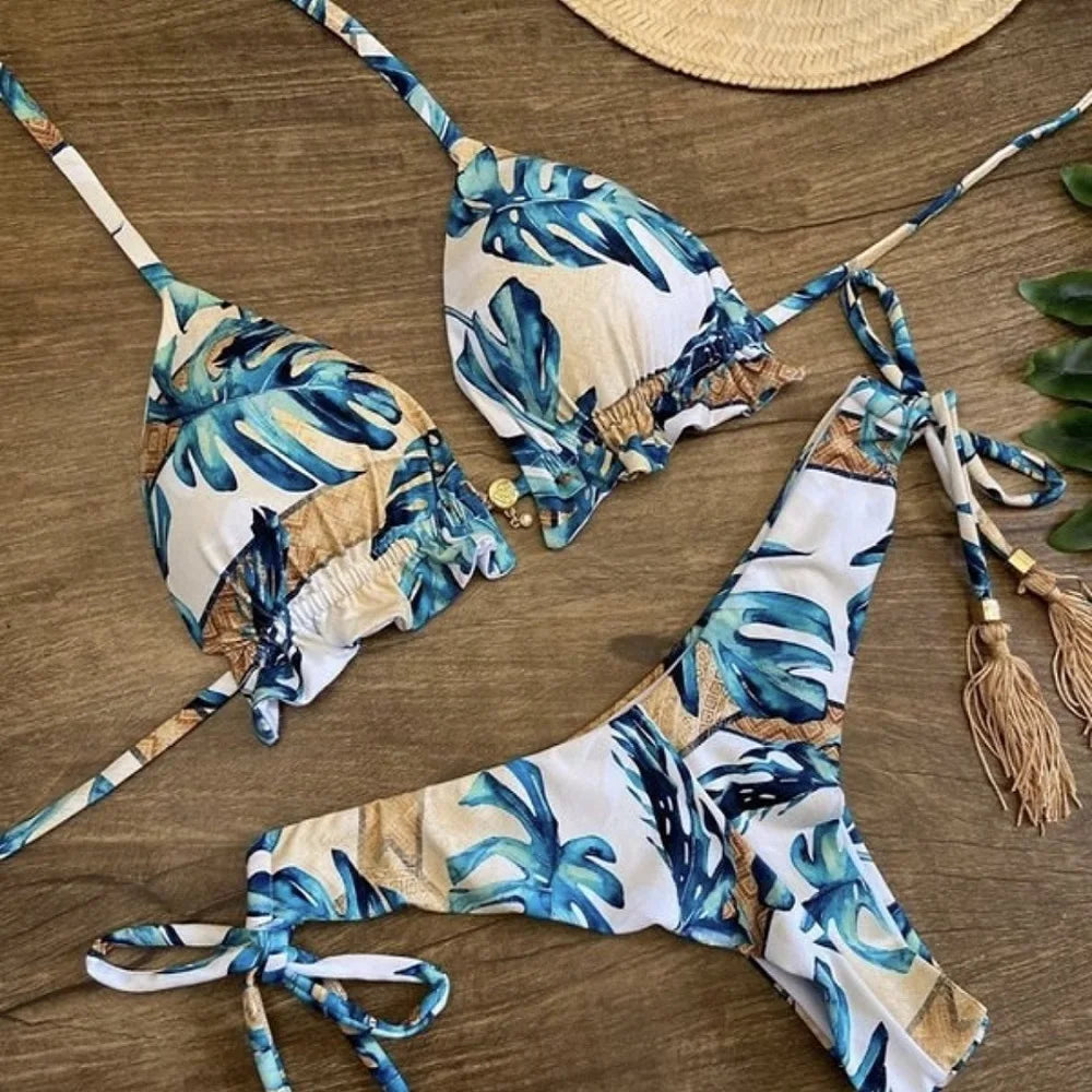 Women's Bikini Set - Sexy Push Up Halter Neck Two Piece Swimwear with Padding - ZOOMNSTORE