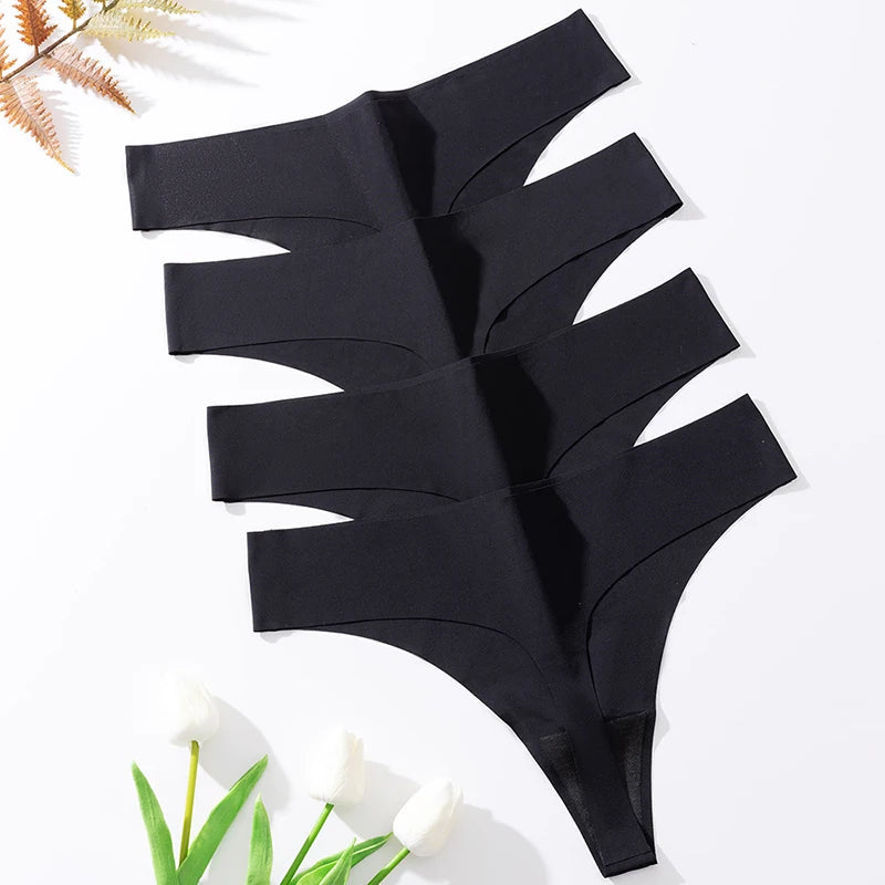 Women's Black Panties - Seamless Underwear Low-Rise Nylon Spandex Panty Set - ZOOMNSTORE
