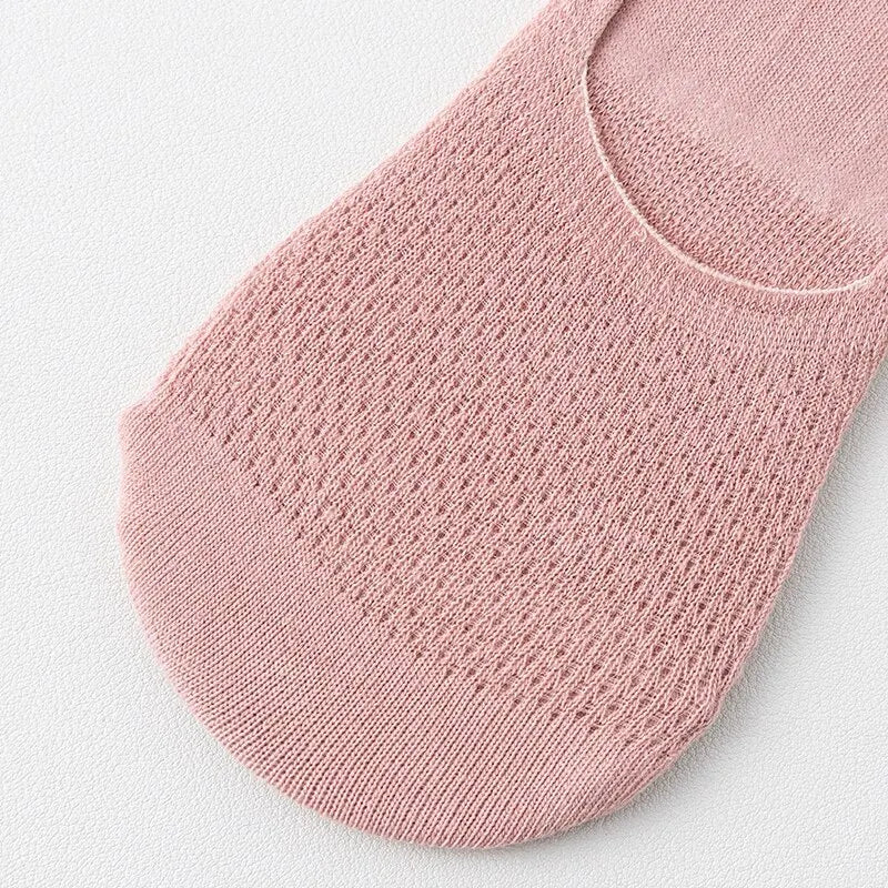 Womens Breathable Mesh Boat Socks - 5 Pairs Invisible Low Cut Anti-Slip Summer Socks - ZOOMNSTORE
