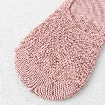 Womens Breathable Mesh Boat Socks - 5 Pairs Invisible Low Cut Anti-Slip Summer Socks - ZOOMNSTORE