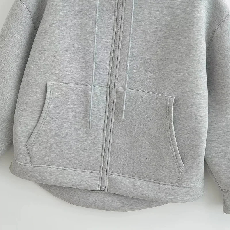 HXAO Grey Women's Outerwears Bomber Varsity Jacket Coat 2024 Spring Autumn Ladies Fashion Casual Long Sleeve Black Jackets - ZOOMNSTORE