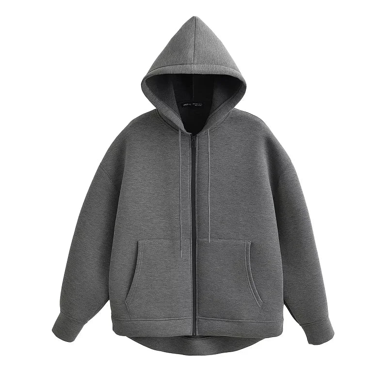 HXAO Grey Women's Outerwears Bomber Varsity Jacket Coat 2024 Spring Autumn Ladies Fashion Casual Long Sleeve Black Jackets - ZOOMNSTORE