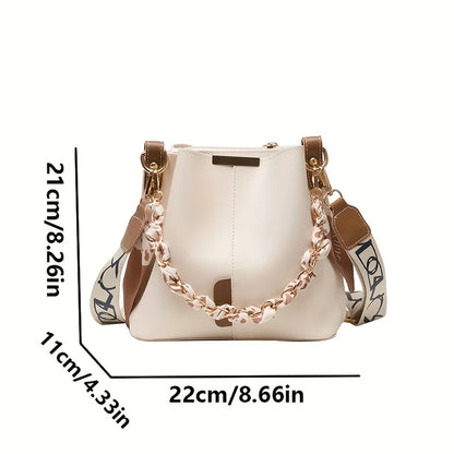 Women's Bucket Bag - Large Capacity Shoulder & Crossbody Ribbon Chain Purse - ZOOMNSTORE