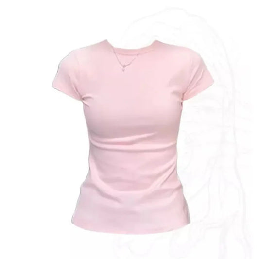 Womens Basic O-neck Cotton T-shirt - Short Sleeve Casual Tee in Black  White - ZOOMNSTORE