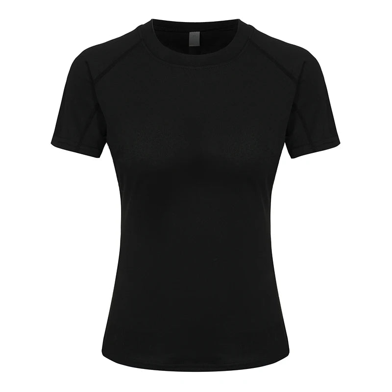 Womens Short Sleeve Compression Athletic T-Shirt - Quick Dry Yoga  Running Top - ZOOMNSTORE