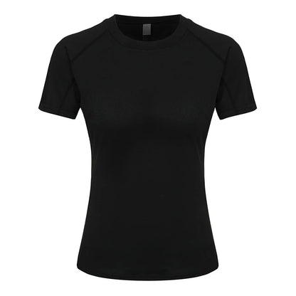 Womens Short Sleeve Compression Athletic T-Shirt - Quick Dry Yoga  Running Top - ZOOMNSTORE