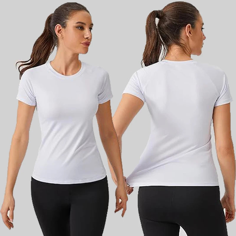 Womens Short Sleeve Compression Athletic T-Shirt - Quick Dry Yoga  Running Top - ZOOMNSTORE