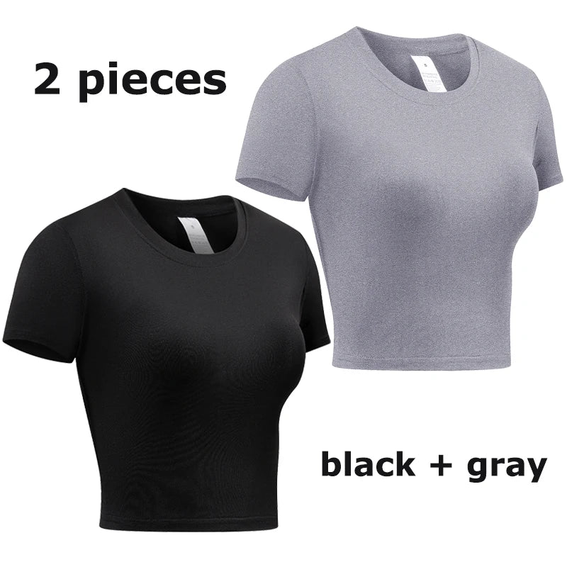 Womens Short Sleeve Compression Athletic T-Shirt - Quick Dry Yoga  Running Top - ZOOMNSTORE