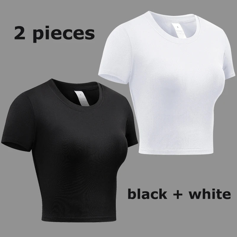 Womens Short Sleeve Compression Athletic T-Shirt - Quick Dry Yoga  Running Top - ZOOMNSTORE