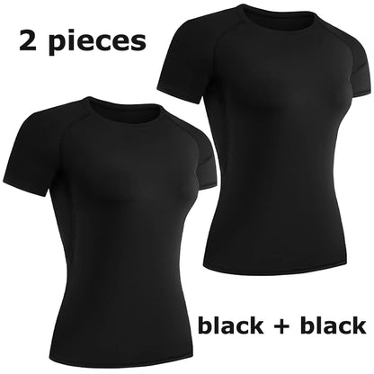 Womens Short Sleeve Compression Athletic T-Shirt - Quick Dry Yoga  Running Top - ZOOMNSTORE