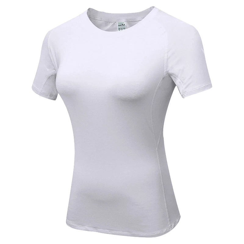Womens Short Sleeve Compression Athletic T-Shirt - Quick Dry Yoga  Running Top - ZOOMNSTORE