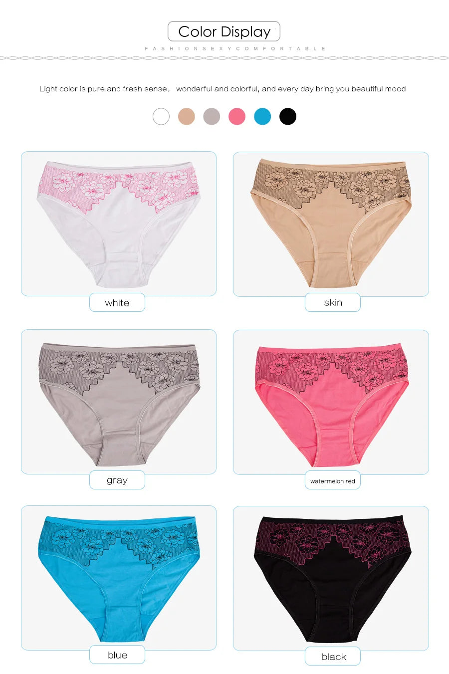 Women's Cotton Briefs - Plus Size Mid Rise Underwear | Sexy Print Panties 6 Pcs Set - ZOOMNSTORE