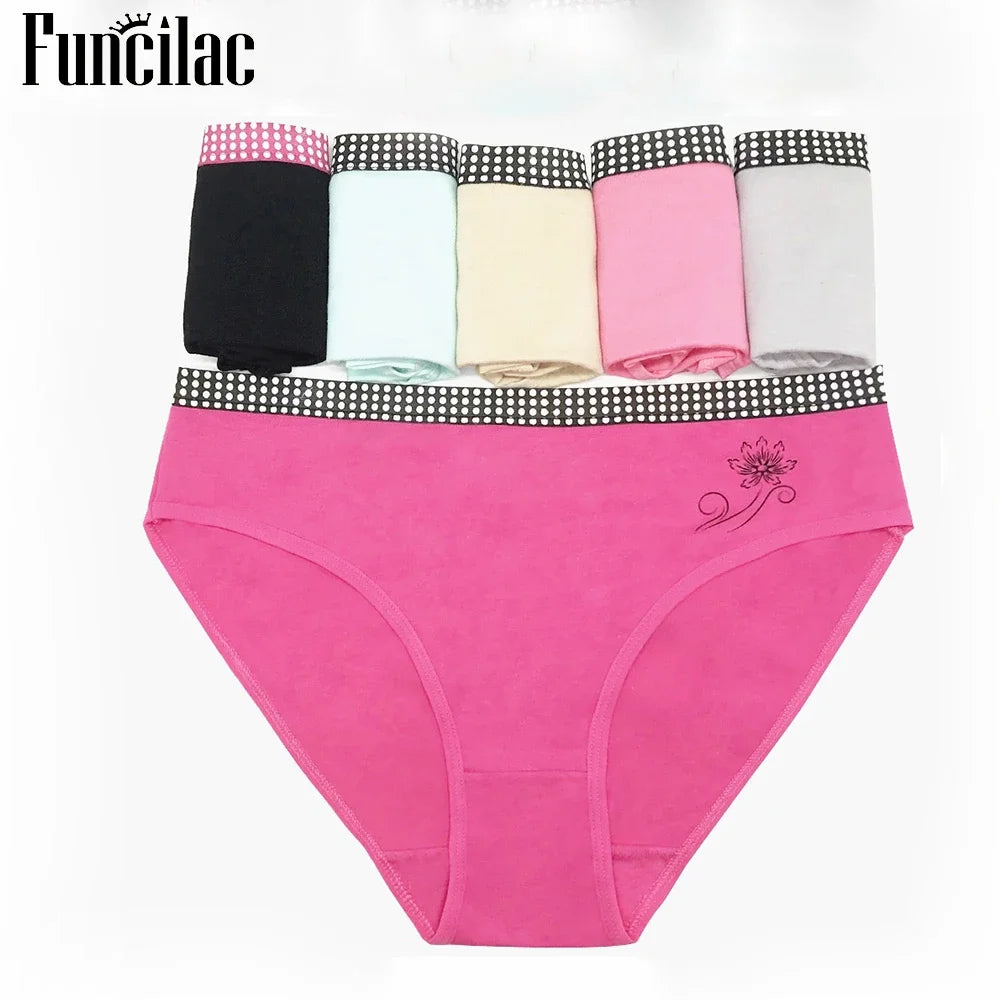 Women's Cotton Briefs - Plus Size Mid Rise Underwear | Sexy Print Panties 6 Pcs Set - ZOOMNSTORE