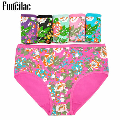 Women's Cotton Briefs - Plus Size Mid Rise Underwear | Sexy Print Panties 6 Pcs Set - ZOOMNSTORE