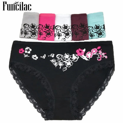 Women's Cotton Briefs - Plus Size Mid Rise Underwear | Sexy Print Panties 6 Pcs Set - ZOOMNSTORE