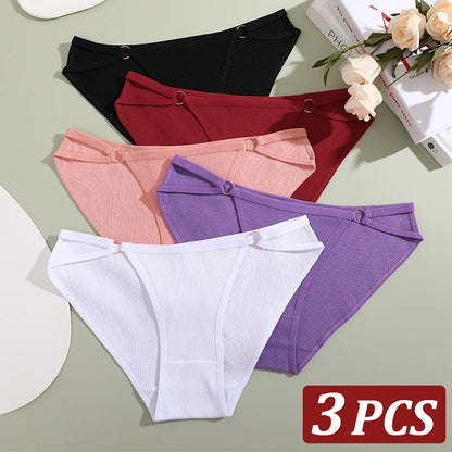 Women's Cotton Panties - 3PCS Breathable Cotton Briefs | Comfortable Striped Underwear - ZOOMNSTORE