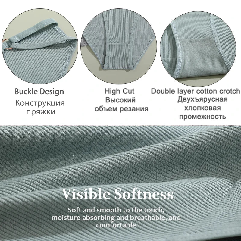 Women's Cotton Panties - 3PCS Breathable Cotton Briefs | Comfortable Striped Underwear - ZOOMNSTORE