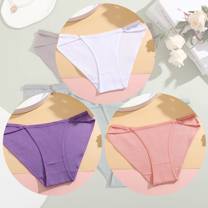Women's Cotton Panties - 3PCS Breathable Cotton Briefs | Comfortable Striped Underwear - ZOOMNSTORE
