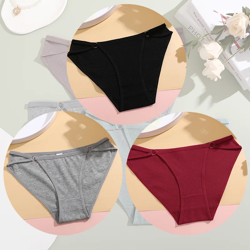 Women's Cotton Panties - 3PCS Breathable Cotton Briefs | Comfortable Striped Underwear - ZOOMNSTORE