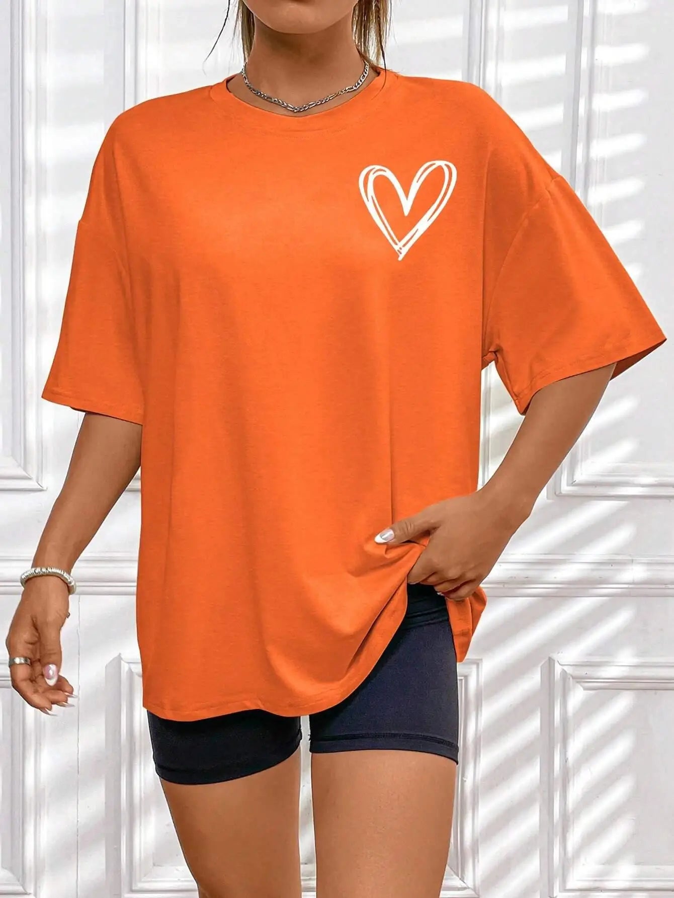 Casual Oversized Womens T-Shirt - Simple Love Printed Summer Tee - ZOOMNSTORE