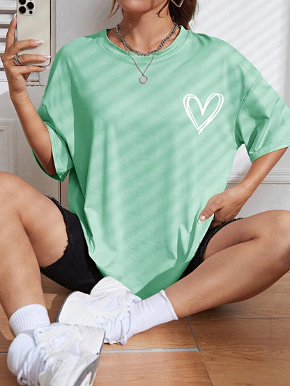 Casual Oversized Womens T-Shirt - Simple Love Printed Summer Tee - ZOOMNSTORE