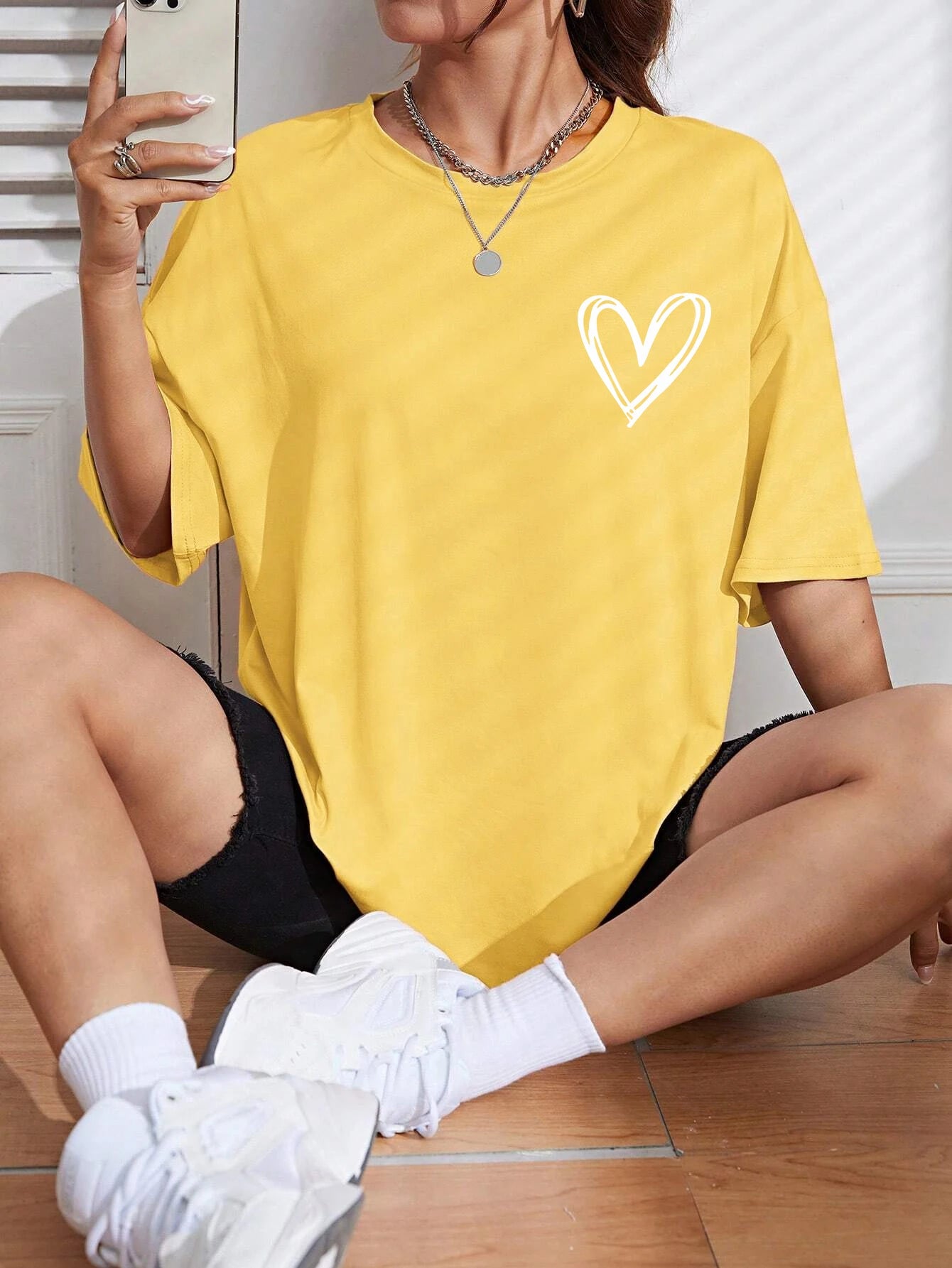 Casual Oversized Womens T-Shirt - Simple Love Printed Summer Tee - ZOOMNSTORE