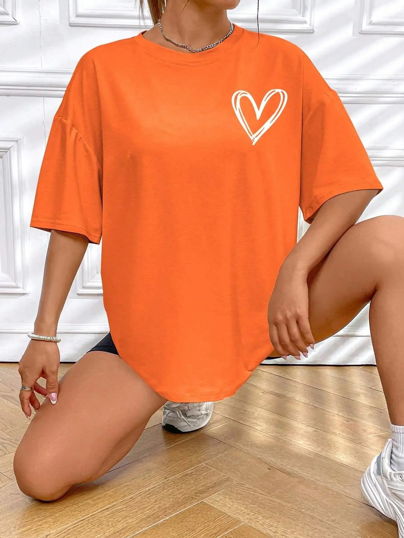 Casual Oversized Womens T-Shirt - Simple Love Printed Summer Tee - ZOOMNSTORE