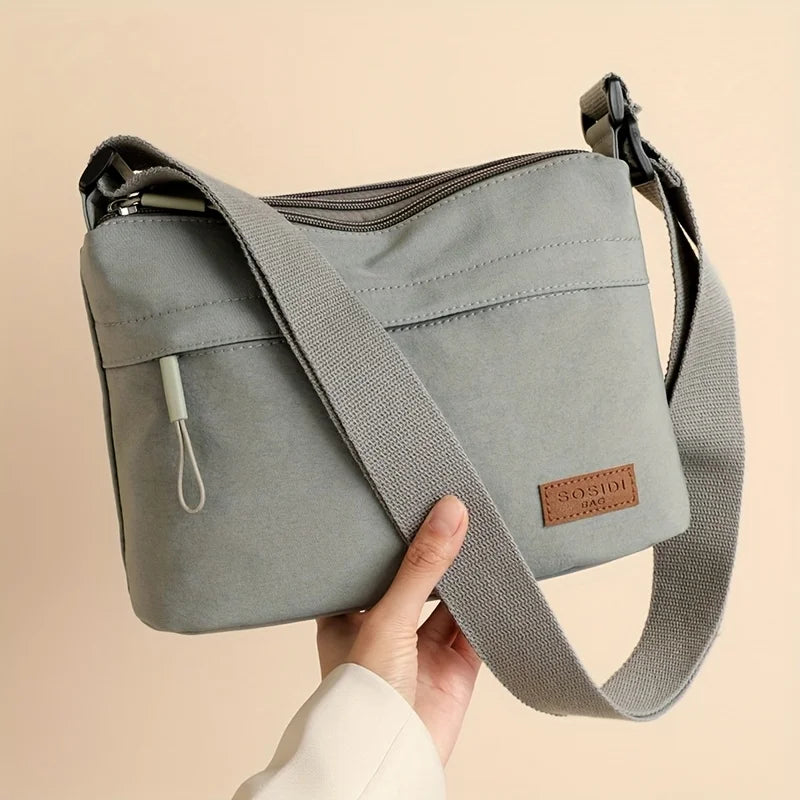 Women's Crossbody Bag - Nylon Shoulder Purse with Adjustable Strap & Multi Zipper Closure - ZOOMNSTORE