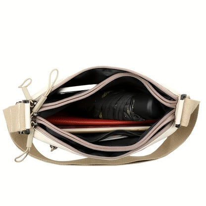 Women's Crossbody Bag - Nylon Shoulder Purse with Adjustable Strap & Multi Zipper Closure - ZOOMNSTORE