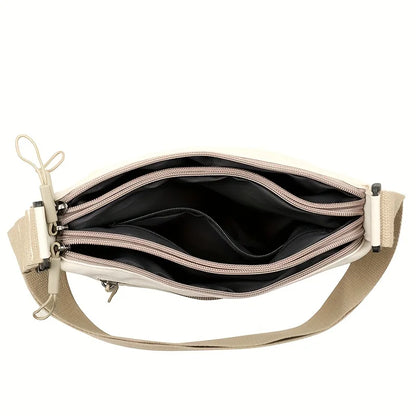 Women's Crossbody Bag - Nylon Shoulder Purse with Adjustable Strap & Multi Zipper Closure - ZOOMNSTORE