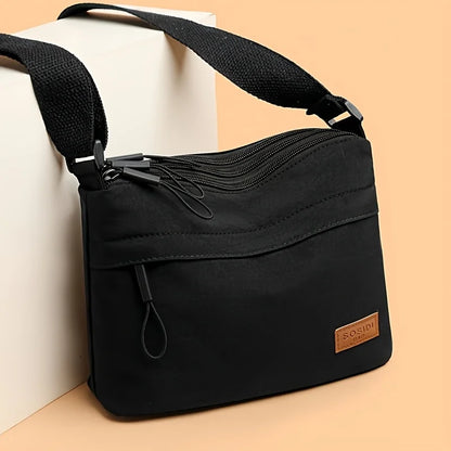 Women's Crossbody Bag - Nylon Shoulder Purse with Adjustable Strap & Multi Zipper Closure - ZOOMNSTORE