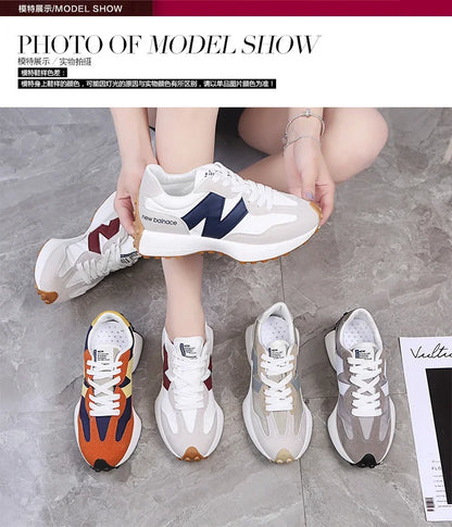 Women's Dad Sneakers Thick-Soled Lace-Up Casual Shoes | Breathable Fabric Upper - ZOOMNSTORE