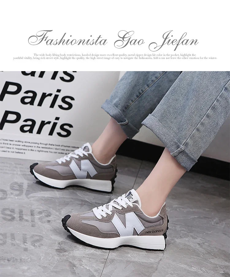 Women's Dad Sneakers Thick-Soled Lace-Up Casual Shoes | Breathable Fabric Upper - ZOOMNSTORE