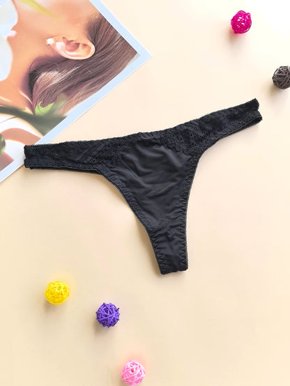 Women's G-String Panties - Comfortable Snug Fit Low Rise Lace Patchwork Design - ZOOMNSTORE