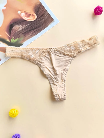 Women's G-String Panties - Comfortable Snug Fit Low Rise Lace Patchwork Design - ZOOMNSTORE