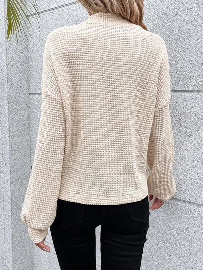 Women's Half Turtleneck Top - Loose Fit Shirt | Autumn Winter Tee with Medium Stretch Fabric - ZOOMNSTORE