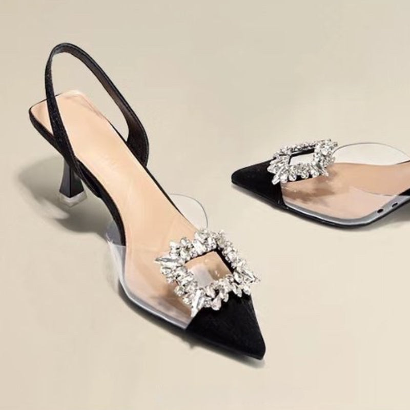 Women's High Heels - Crystal Pointed Toe Platform Pumps | Comfortable Party Shoes - ZOOMNSTORE