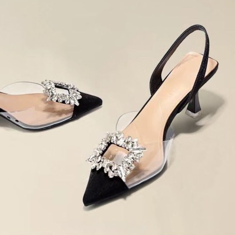 Women's High Heels - Crystal Pointed Toe Platform Pumps | Comfortable Party Shoes - ZOOMNSTORE