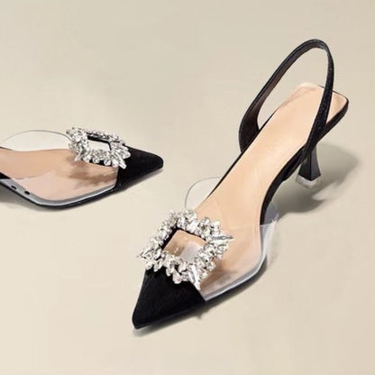 Women's High Heels - Crystal Pointed Toe Platform Pumps | Comfortable Party Shoes - ZOOMNSTORE
