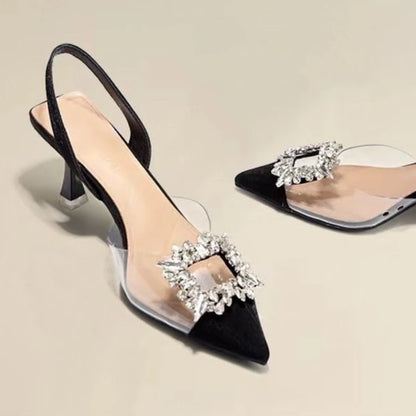 Women's High Heels - Crystal Pointed Toe Platform Pumps | Comfortable Party Shoes - ZOOMNSTORE