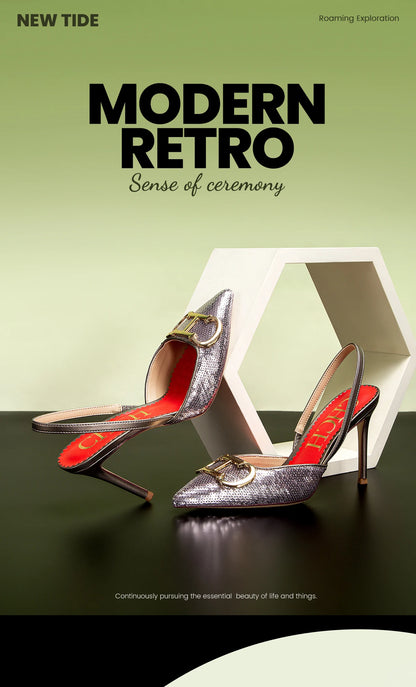 Women's High Heels - Strappy Pointed Toe Pumps With 9cm Thin Heel Platform - ZOOMNSTORE